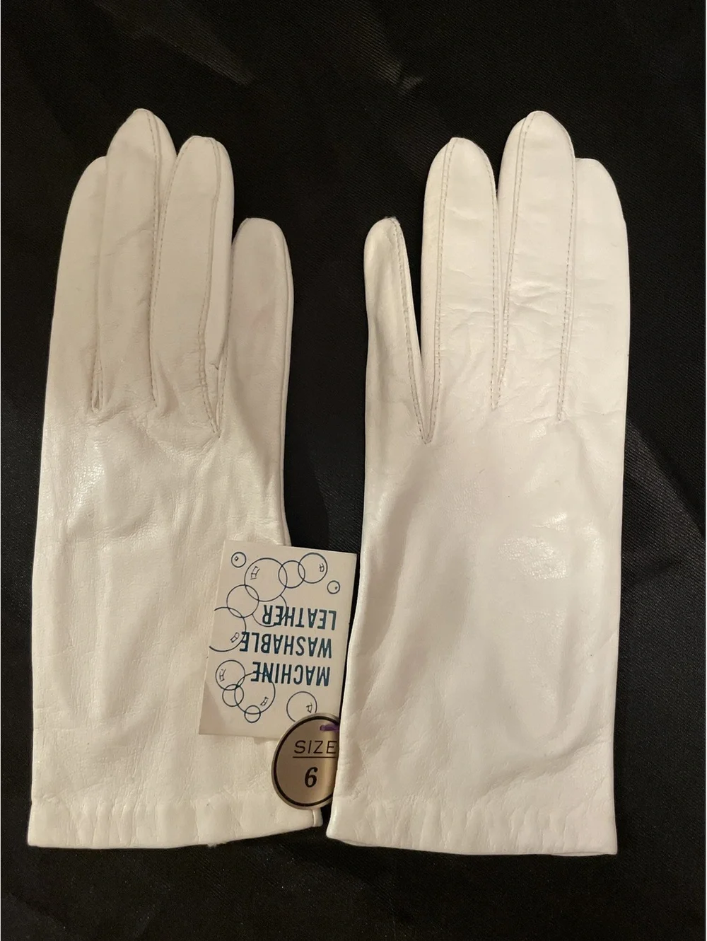 Vintage Ivory Leather Gloves Women's Size 6 Machine Washable NWT 80s 90s NOS